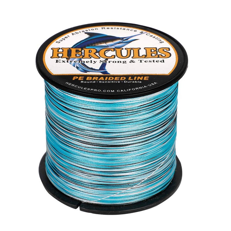 HERCULES Super Cast 300M 328 Yards Braided Fishing Line 80 LB Test for Saltwater Freshwater PE Braid Fish Lines Superline 8 Strands - Blue Camo, 80LB (36.3KG), 0.48MM - Image 4